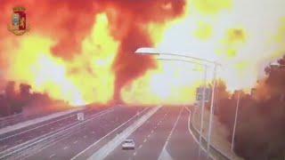 Italian tanker truck explosion caught on video