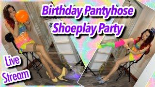 Pantyhose Try On Review Shoeplay Live Stream, Nylons Tights Stockings Legs Feet Soles Toes Dangle