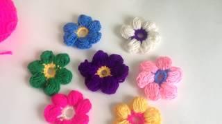 Как вязать простой цветок с пышными лепестками/How to knit a simple flower with lush petals