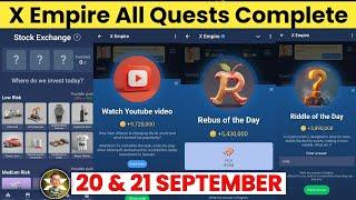 20 September All Quests Code X Empire | Riddle Of The Day | Rebus Of the day | YouTube Video Code