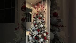 2024 Christmas~ Using Red to decorate a Slim Christmas tree   #christmas #christmastree #decoration