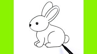Very Easy Rabbit Drawing, How To Draw A Rabbit Step By Step, Very Easy Rabbit Drawing