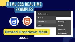 Nested dropdown html css | dropdown menu  html css | How to create navbar using html css #html#css