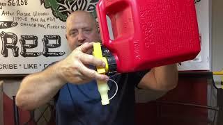 NO SPILL 2.5 GALLON GAS CAN WITH EASY NO SPILL SPOUT REVIEW BY Roger Waldman OF TREE LIFE  1 LLC.