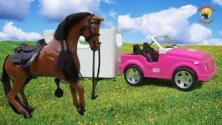 Машина с прицепом и лошадь для барби / vehicle with a trailer and a horse for Barbie