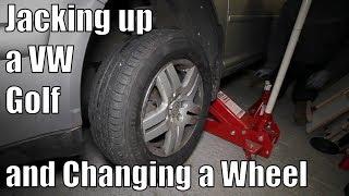 How to jack up a VW Golf Mk4 and change a wheel - Where to jack up and support a VW Golf / Jetta