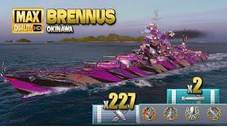 Cruiser Brennus on map Okinawa - World of Warships