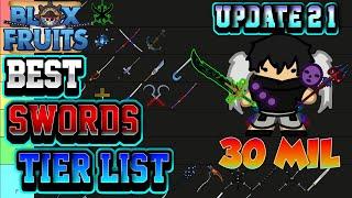 The BEST SWORDS  in Blox Fruits RANKED... UPDATE 21 TIER LIST