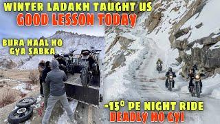 Winter Ladakh ne First Day Hi Sabki haalat Tight Kar Di | EP-02 Leh To Kargil 220 Kms in -15 Deg |