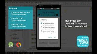 (Demo) Removing Ads and Adding Buy Coins Features on "Trivialova" | In-app purchase | Android Studio
