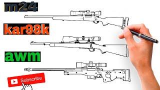 pubg all sniper rifle drawing || kar98k || m24 ||awn