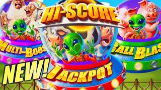 NEW!! TRIPLE POP!! OUT OF THIS WORLD!  ALARM ON THE FARM (HI-SCORE) Slot Machine (EVERI)