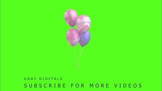 Balloons green screen, green screen balloons flying, birthday balloons, balloons green background 4K