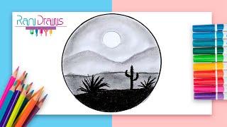 Cómo dibujar un PAISAJE DE DESIERTO con LÁPIZ - ideas de dibujos fáciles con lápiz