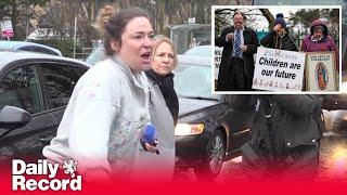 Anti-abortion protest: Woman's furious reaction as she confronts the group near Glasgow hospital