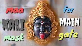 maa kali face mural painting//fibreglass maa kali mask coloring..