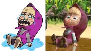 Masha and The Bear - The Big Wash funny cartoon drawing meme  l Funny Masha and The Bear Cartoon