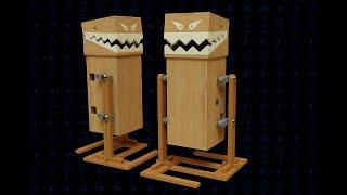 Walking Angry Robot Wooden Toy 3D Model