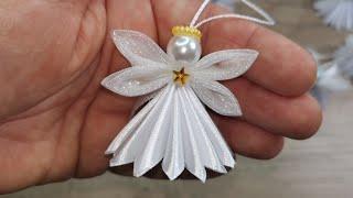 Christmas angel/ Handmade gift ideas/ Handicraft making at home/ Kanzashi angel/ diy home decor