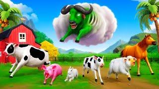 Zombie Buffalo vs Farm Animals: A Thrilling Dream Showdown | Funny Animals Cartoons 2024