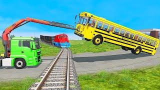 TRANSPORTING PIXAR CARS & FRUITS WITH COLORED & JOHN DEERE vs CLAAS vs TRACTORS - BeamNG.drive #962