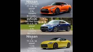 Nissan GT-R Premium vs Infiniti Q60 Red Sport vs Nissan Z #shorts #car #sportcar #nissan #gtr