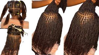 How to micro twist on relaxe Hair with Human hair #minitwist #microtwists #twist #twostrandtwist