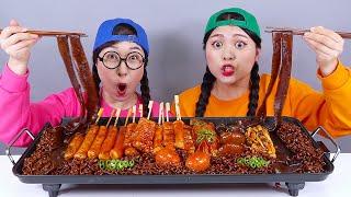 ब्लैक नूडल मुकबंग TTeokbokki Mukbang DONA दोना हिंदी