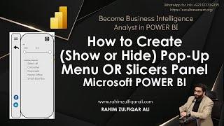 How to Create (Show or Hide) Pop-Up Menu OR Slicers Panel in POWER BI - Bookmarks & Buttons