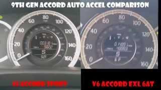 9th Gen Honda Accord i4 (CVT) Vs Accord V6 (6AT) Acceleration Comparison 0-100 mph