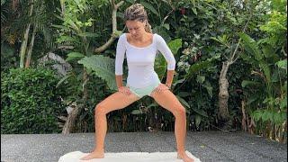 SUPER young beauty doing yoga perfect stretch