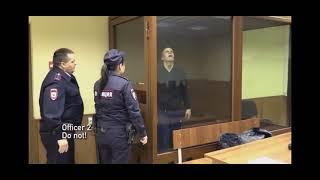 russian man tries to escape court (shot-on iphone meme)