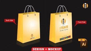 SHOPPING BAG, DIE-LINE, MOCKUP IN ILLUSTRATOR | i teach vids