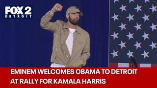 Watch: Eminem introduces Obama at Kamala Harris Detroit rally