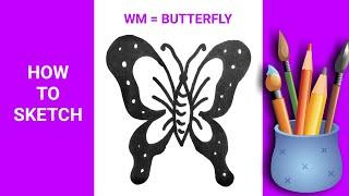 How to draw BUTTERFLY from the letter W and M #shorts