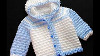 HOW TO CROCHET: Cardigan sweater for boys and girls up to 5 yrs "James" Hoodie Pattern