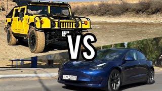 Hummer H1 vs Tesla model 3 кто быстрее?