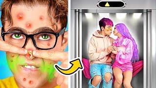 Extreme MAKEOVER in Secret Elevator Room From Poor NERD to POPULAR for My K-POP Girl