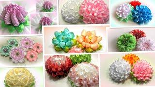 50 моих цветов из атласных лент, ссылки на работы канзаши Лерита  50 diy satin ribbon flower