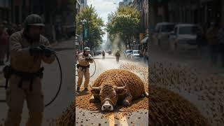 Cow Covered in a Million Bees on American Street You’ll Cry Watching This.