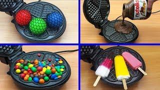 EXPERIMENT WAFFLE IRON vs NUTELLA, SKITTLES, ANTI STRESS BALLS, ICECREAM (Compilation)