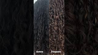 Bonito cambio de pelo negro a castaño #pop #curlyhair #hair