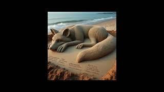 Sands of Repose: Lying Fox Sculpture | Beachside Serenity | Sands of Wonder