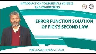 Error function solution of Fick's second law