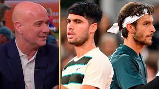 Andre Agassi & TNT Crew REACT to Alcaraz vs Musetti Semifinal Highlights  2025 Roland Garros