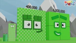 Looking for Numberblocks Comparison 4 to 4,000,000 GIANT Numberblocks Number Pattern Colourblocks