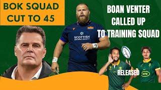 SPRINGBOKS:  Boan Venter shock call-up as squad cut by 10