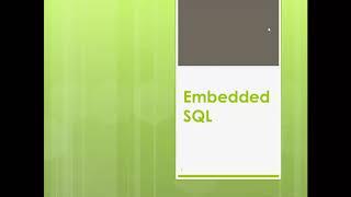 Introduction On Embedded SQL