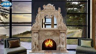 How to install luxury stone carved marble double fireplace mantel surround?