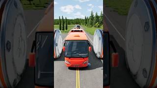 Colourful Buses & Cement Truck vs Hydraulic Crush #260 #beamngdrive #shorts